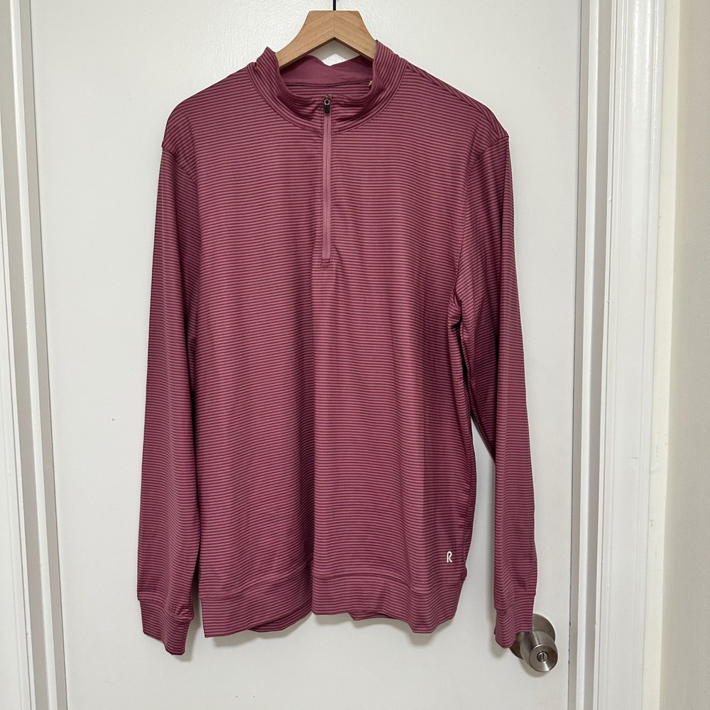 Right of Way R.O.W. | Men's Mauve‎ Striped Quarter Zip Performance Pullover, XL